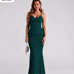 Gorgeous shimmery green mermaid gown